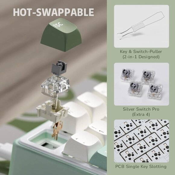 R75 Mechanical Keyboard Wired with Volume Knob, 75% Custom Gaming Keyboard Gaske - Picture 6 of 9